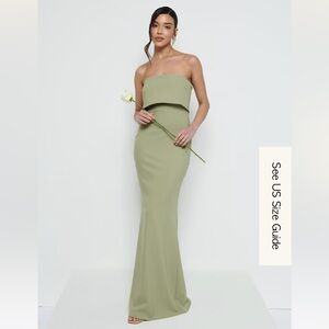 Elegant Olive Green Strapless Maxi Dress